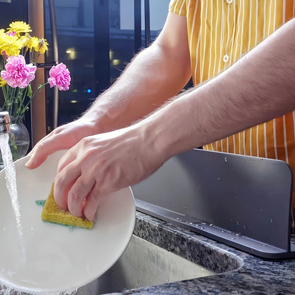 Silicone Sink Splash Guard with Suction Cups - Water Barrier for Kitchen, Lab & Dishwashing Basins
