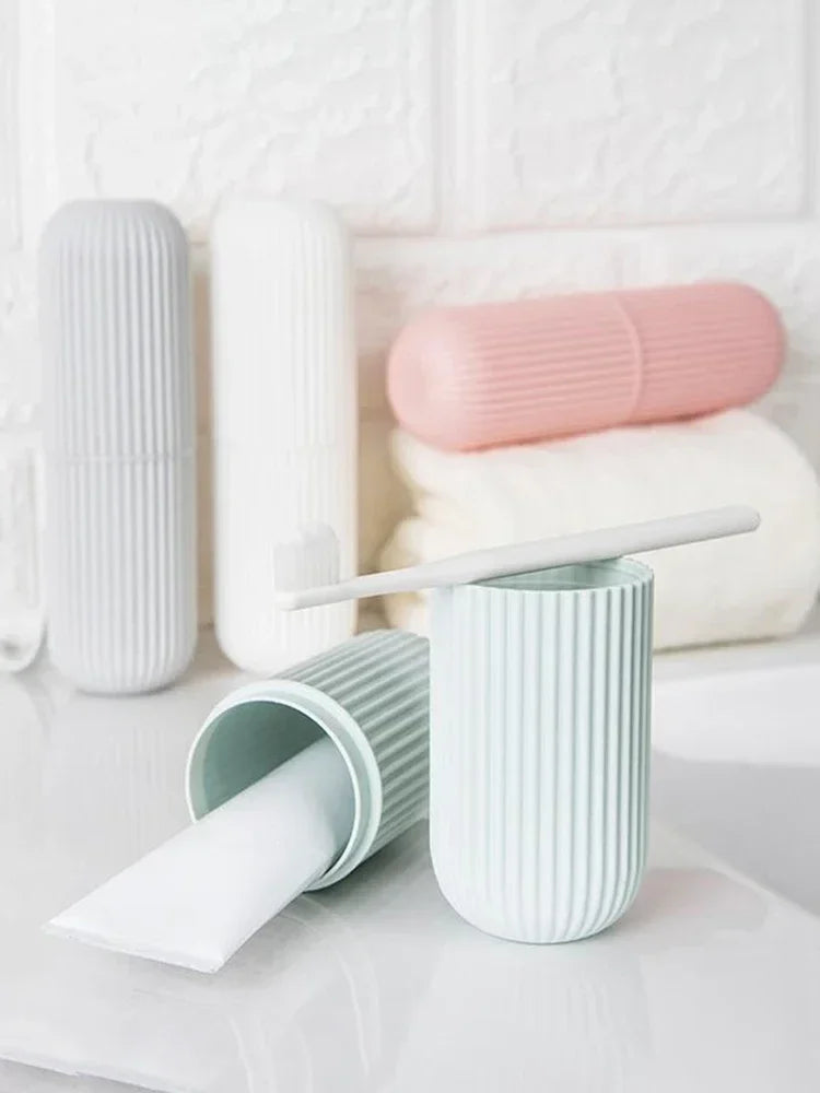 1Pc Portable Toothbrush Cup Bathroom Toothpaste Holder Storage Case Box Organizer Travel Toiletries Storage Cup New Creative