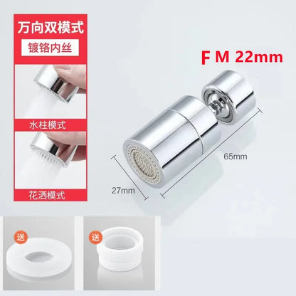 360° Swivel Faucet Spray Head Kitchen Tap Aerator Bathroom Rotatable Extension Faucet Filter Nozzle Dual Modes Water Saving