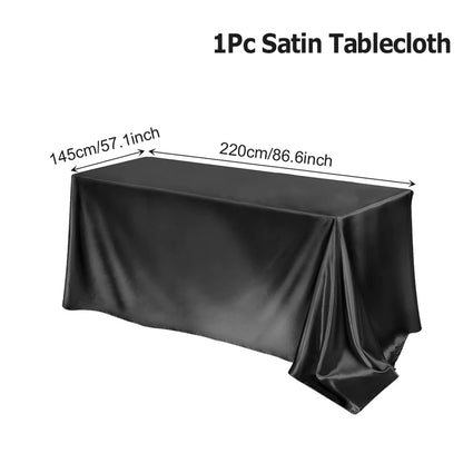 Rectangle Tablecloth Satin Table Cloth Bright Smooth White Pink Solid Color Table Cover Wedding Party Supplies Table Decors
