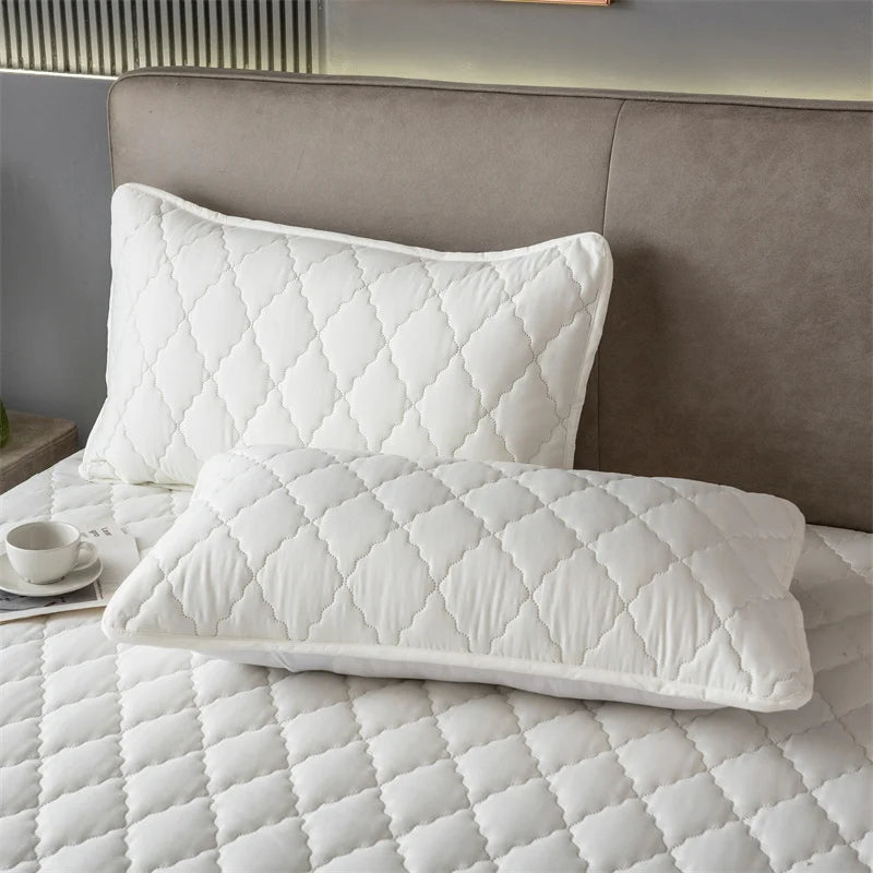 Brushed Cotton Padded Waterproof Pillowcase - Single Piece / 2-Piece Set  Soft Breathable Pillow Cover for Bedroom Bed