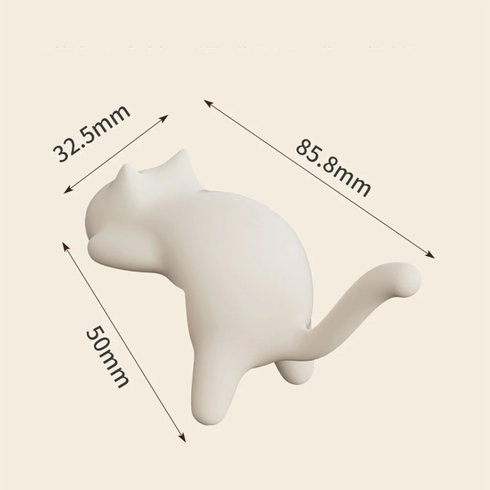 Cat Shaped No Trace Hooks, Damage-Free Wall Mount Holder Clip for Bag/Purse/Pencil Case on Desk Table Study Office