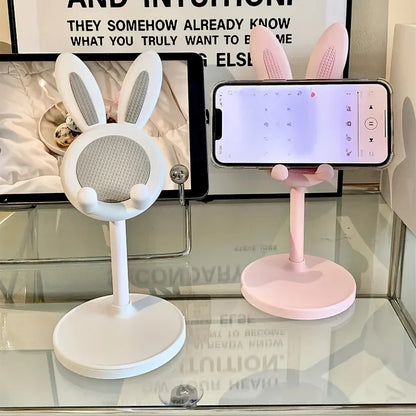 Cute Rabbit Mobile Phone Stand Desktop Can Be Lifted And Adjusted Desktop Lazy Person Selfie Watch Video Music Support Bracket