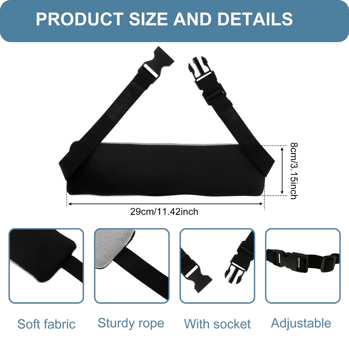 2Pcs Head Support Strap Adjustable Travel Pillow Airplanes Neck Support Band Portable Cars Seat Sleep Aid Head Fixed Strap