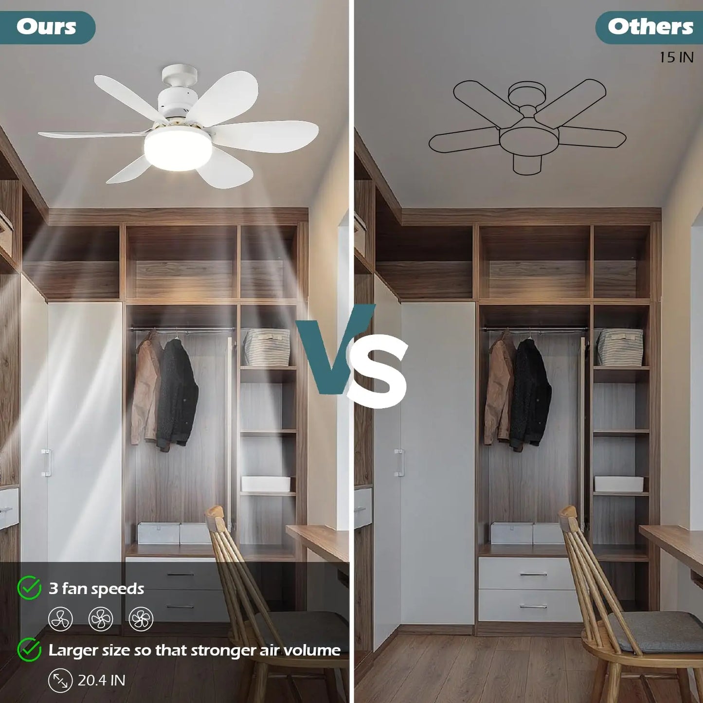 LED 30W ceiling fan light E27 with remote control for dimming, suitable for living room, study, household use, 85-265V