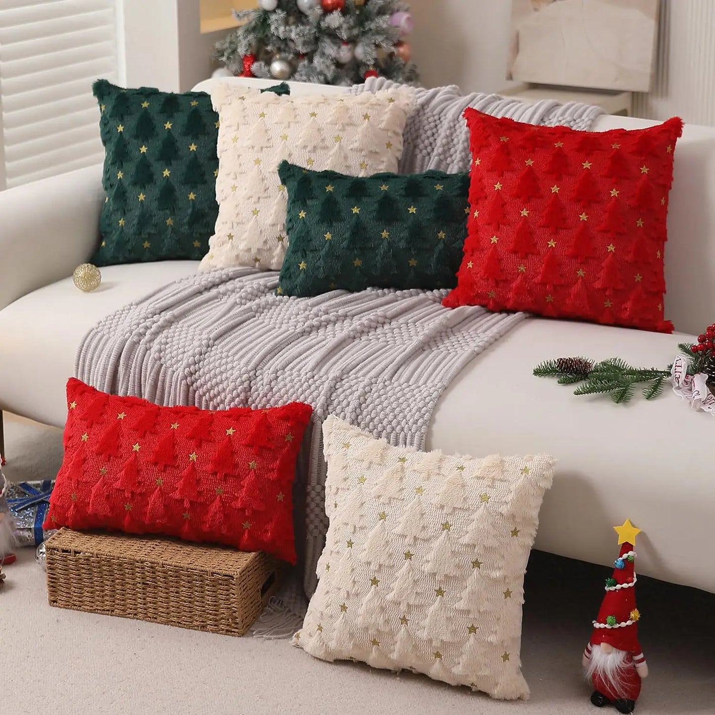 1pc Spring Decorative Throw Cushion - Knitted Spring Tree for Living Room Sofa Cushion Cover