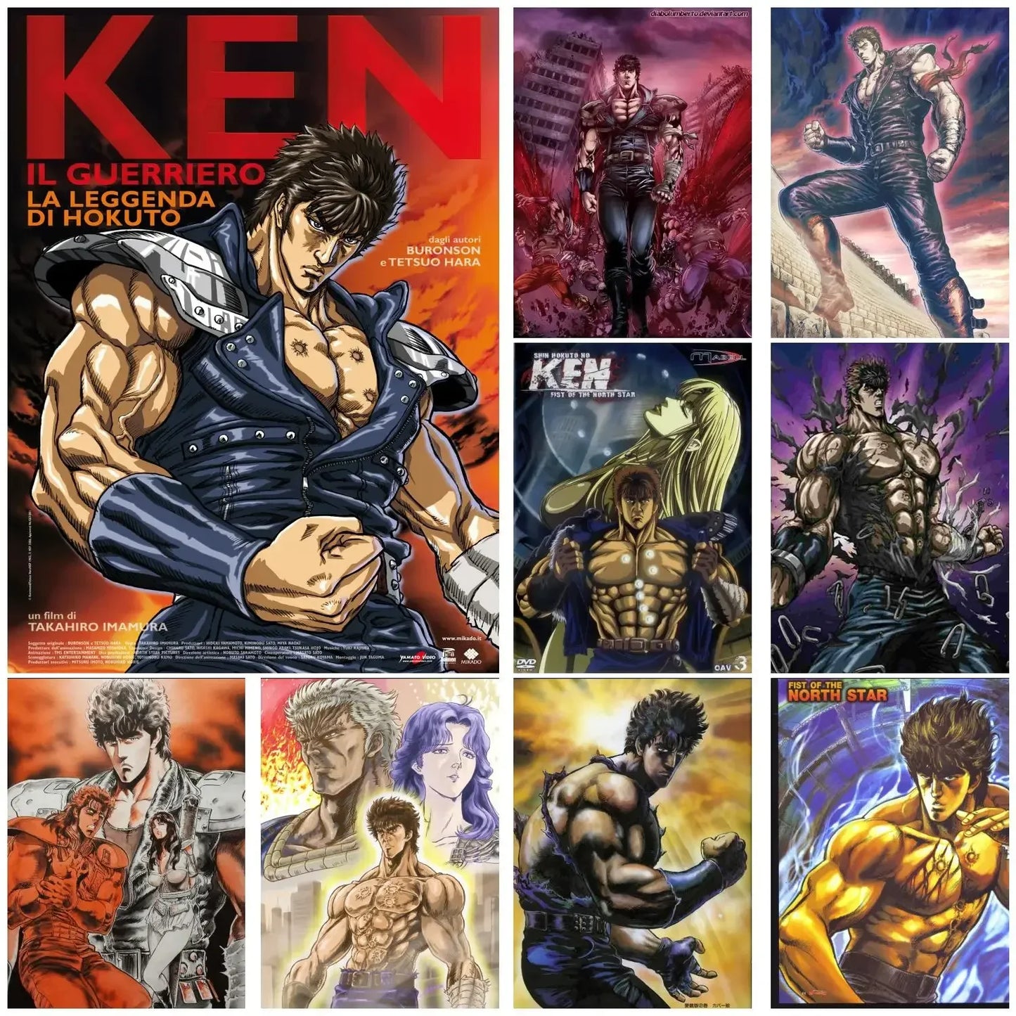 Hokuto No Ken Anime Video Game Canvas Painting Art Poster and Wall Art Picture Print Modern Family Bedroom Home Decor Posters
