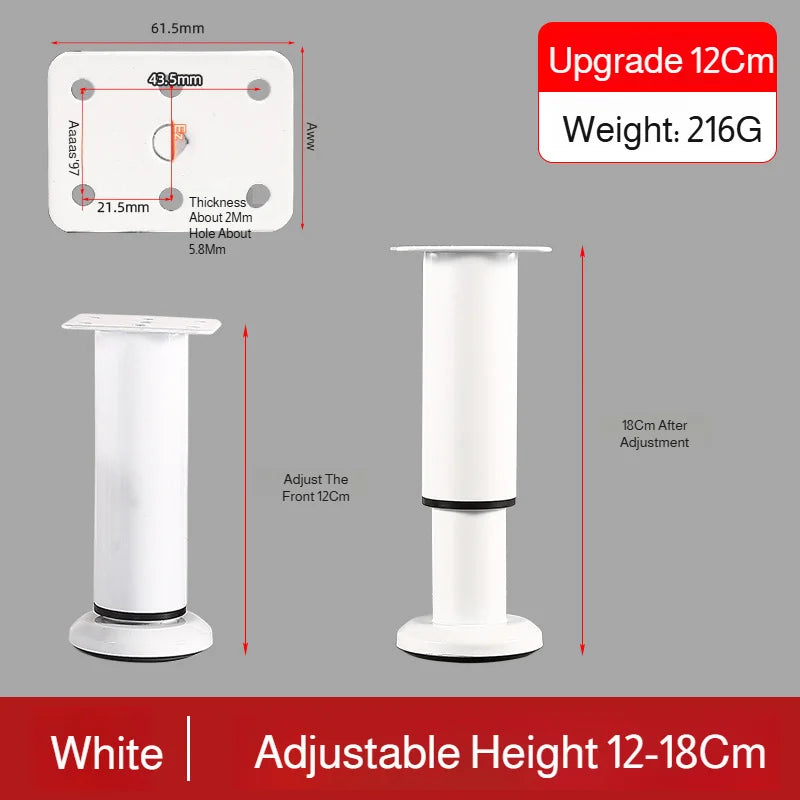 Home 4pcs Adjustable Height Furniture Support Legs, Black Telescopic Table Legs, Used for Tables, Bed Frames, TV Cabinets, Sofas