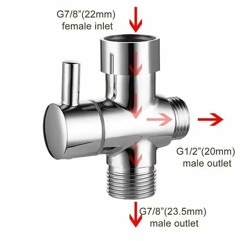 G1/2 inch diverter valve three-way T-type adapter for shower brass faucet connector bathroom faucet water diverter