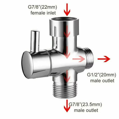 G1/2 inch diverter valve three-way T-type adapter for shower brass faucet connector bathroom faucet water diverter