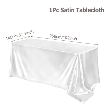 Rectangle Tablecloth Satin Table Cloth Bright Smooth White Pink Solid Color Table Cover Wedding Party Supplies Table Decors