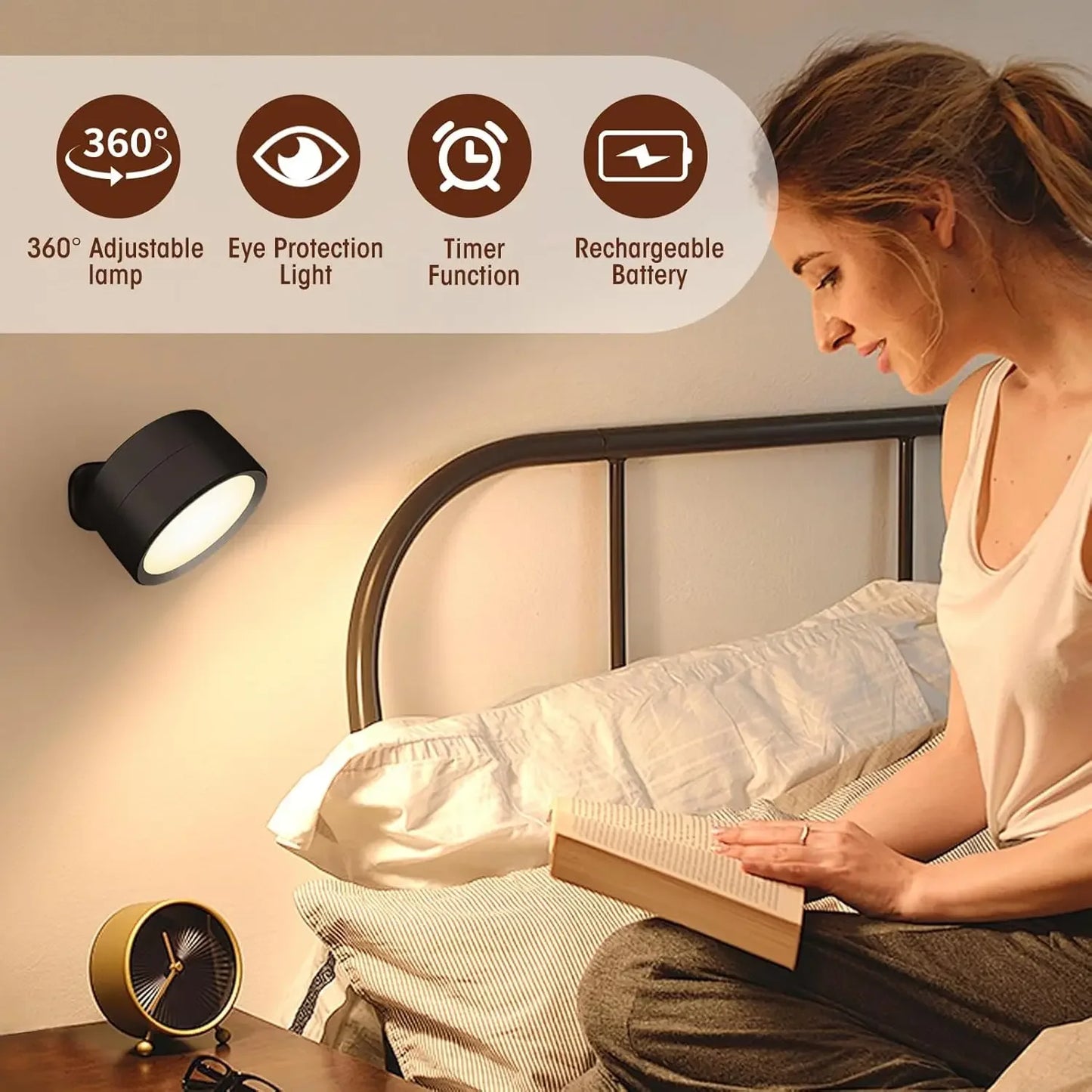 Magnetic LED Wall Light Night Dimmable Magnetic Picture Lights 360° Rotation Touch Remote Control Cabinet Spotlight Night Lamp