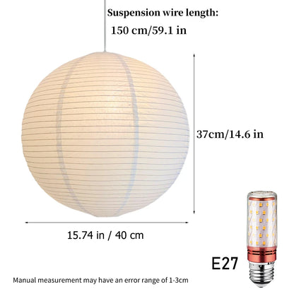 Noguchi Rice Paper Pendant Light for Home Decor Minimalist Japanese Paper Hanging Lamps For Living Room Home Decor Hanging Light