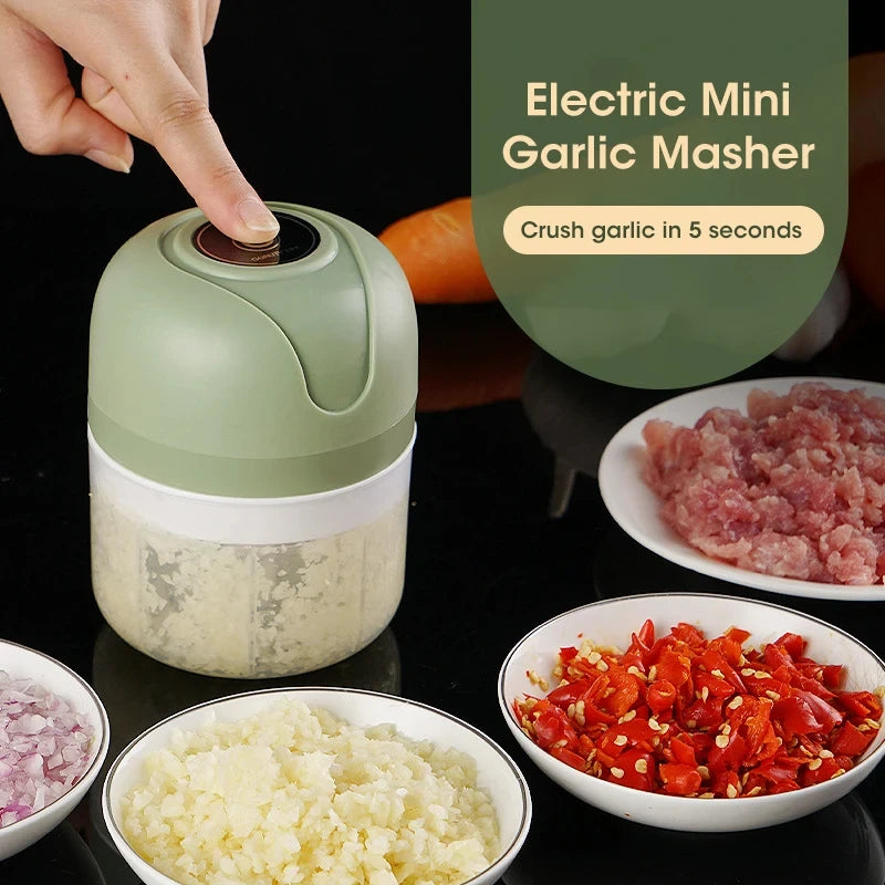 USB Portable Meat Grinder Vegetable Chopper for Kitchen Gadgets 250ml Garlic Masher Crusher Electric Kitchen Food Chopper