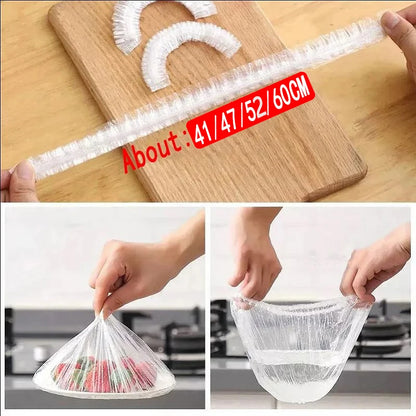 50 Pieces Disposable Food Cover Plastic Wrap Food Grade Fruit And Vegetable Plastic Bags Elastic Plastic Bags Kitchen Organizer