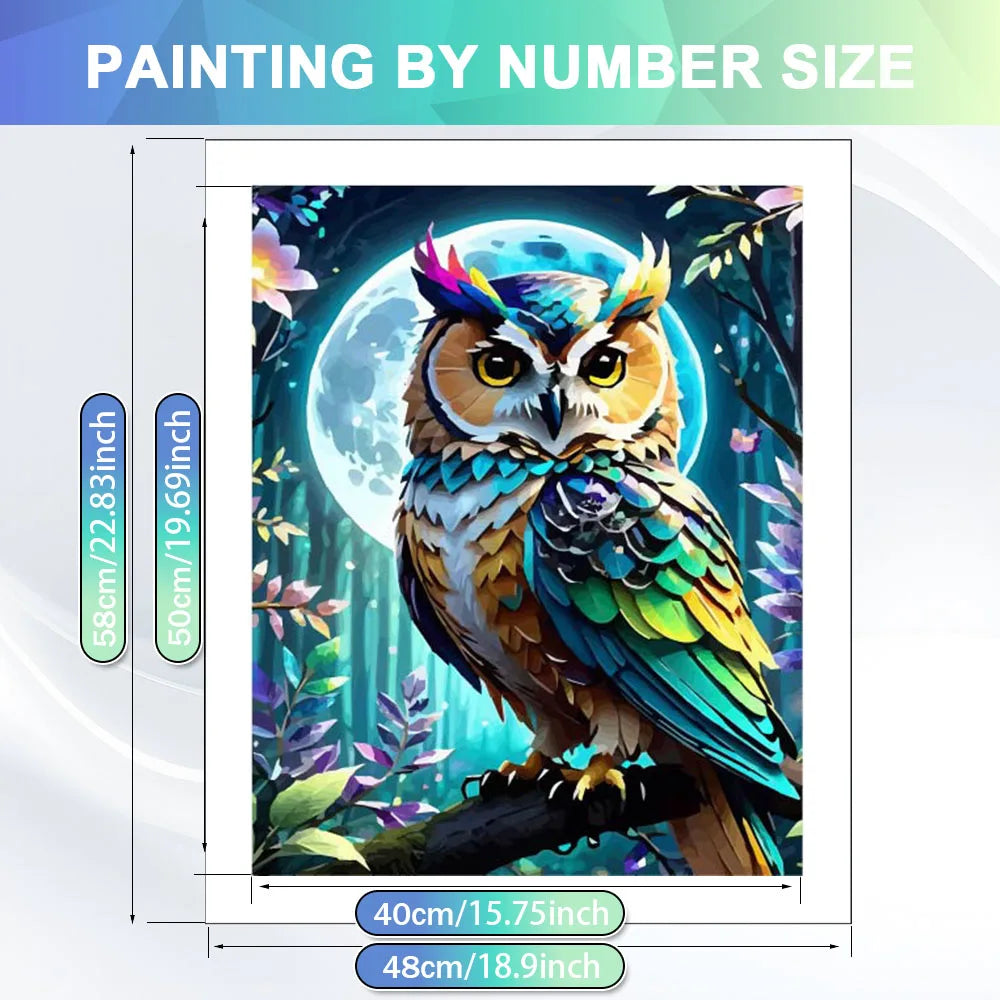 HUACAN Owl Animal Painting By Numbers On Canvas Flower Coloring On Canvas By Adult Pictures Drawing Art Kits Home Decor Gift