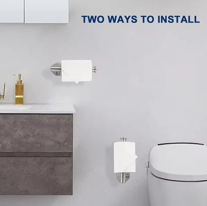 Stainless steel paper roll holder, wall-mounted without drilling, for kitchen, bathroom, wall, and paper towel storage rack.