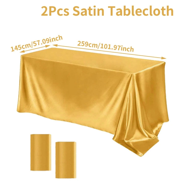 Rectangle Tablecloth Satin Table Cloth Bright Smooth White Pink Solid Color Table Cover Wedding Party Supplies Table Decors