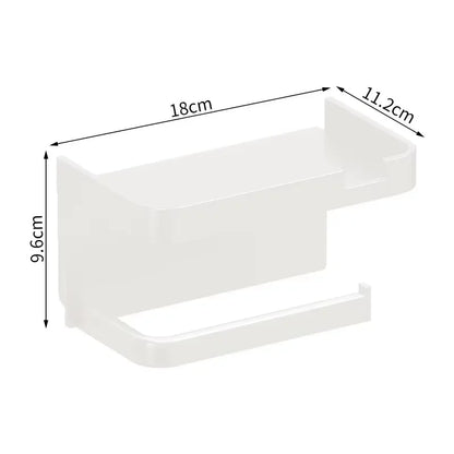 1 Pack Wall-Mounted No-Drill Toilet Paper Holder with Shelf Phone Holder Bathroom Tissue Roll Dispenser Polypropylene Material