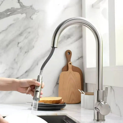 Brushed Nickle  Kitchen Faucet Pull Out Stainless Steel Black Kitchen Mixed Tap Kitchen Sink Tap