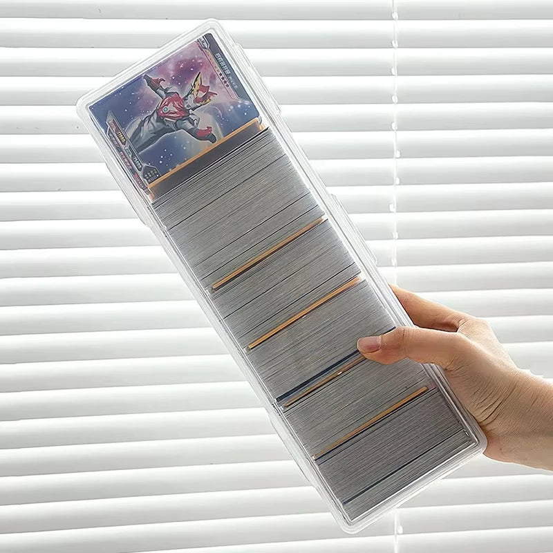 Transparent plastic storage box, capable of holding 550+gaming cards, used for storing PTCG/MTG cards