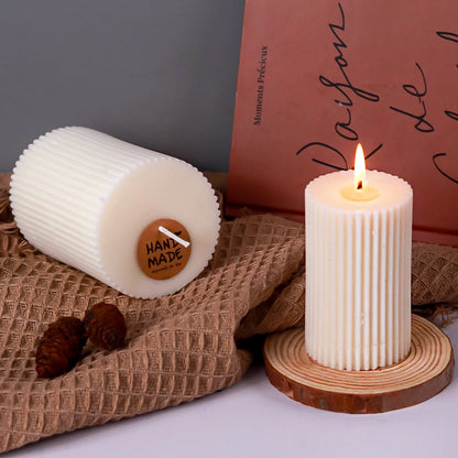 Classical Striped Roman Cylindrical Silicone Candle Mold Columnar Striped DIY Candle Holder Making Design Shape Candle Handmade