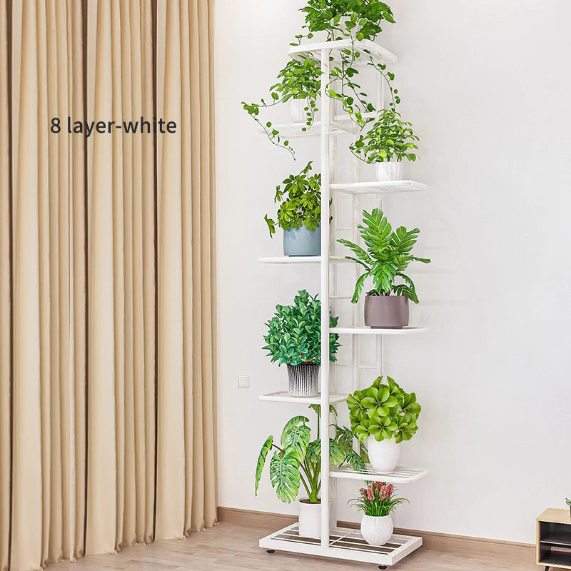 Cordlal Shining Stand For Flowers Iron 6/7/8Layers Plant Holder Storage Shelf Pot Rack Organizer Home Garden Decoration