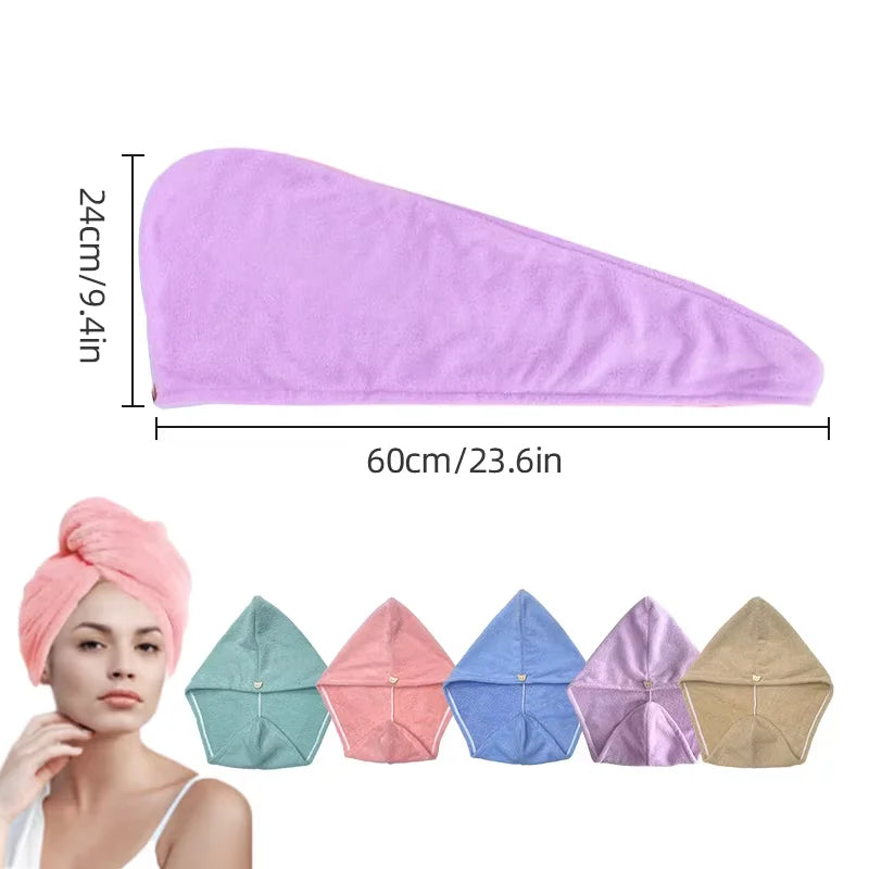 Women's Microfiber Hair Towel Wrap, Ultra Absorbent Quick Dry Hair Turban, Shower Spa Head Drying Hat