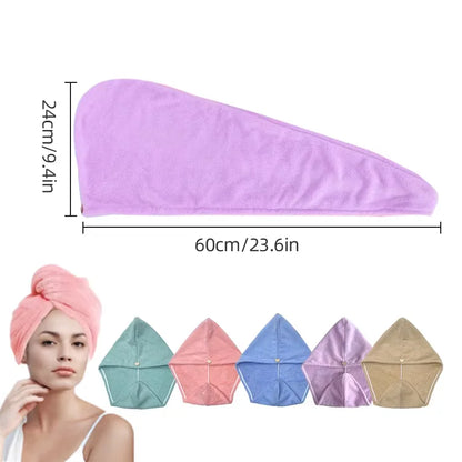 Women's Microfiber Hair Towel Wrap, Ultra Absorbent Quick Dry Hair Turban, Shower Spa Head Drying Hat
