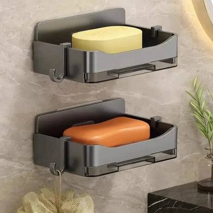 1/2PCs wall-mounted drain soap box soap holder bathroom wall hanging soap box perforation-free bathroom soap box storage rack