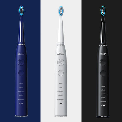 Seago Electric Toothbrush USB Rechargeable Adult 360 Days Long Battery Life IPX7 4 Replacement Heads Travel Box  SG-575