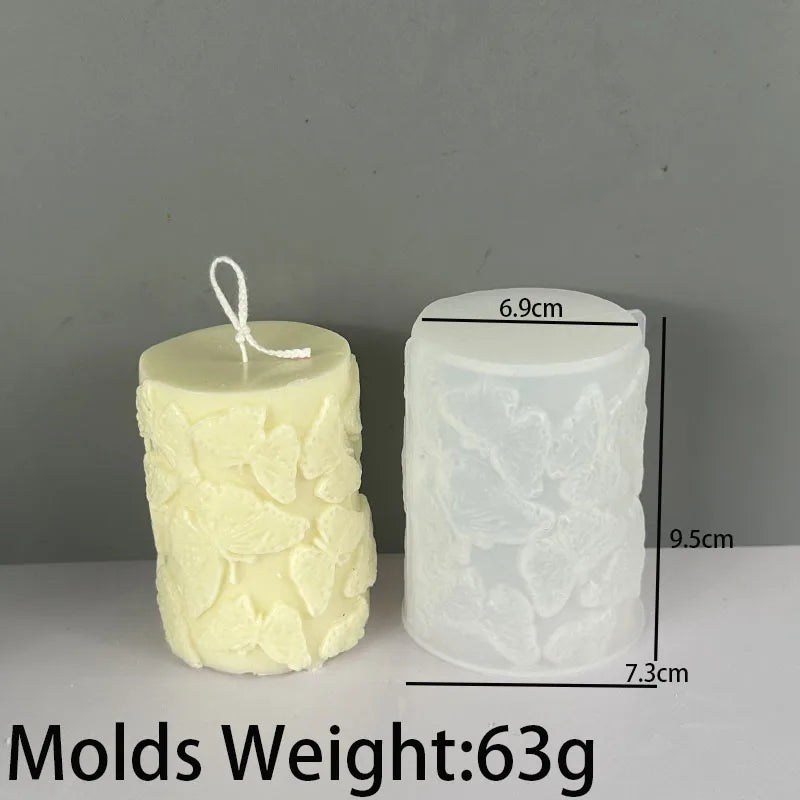 Flower Butterfly Columnar Silicone Candle Mold DIY Waves Soap Resin Plaster Making Tool Geometry Chocolate Mould Home Decor Gift