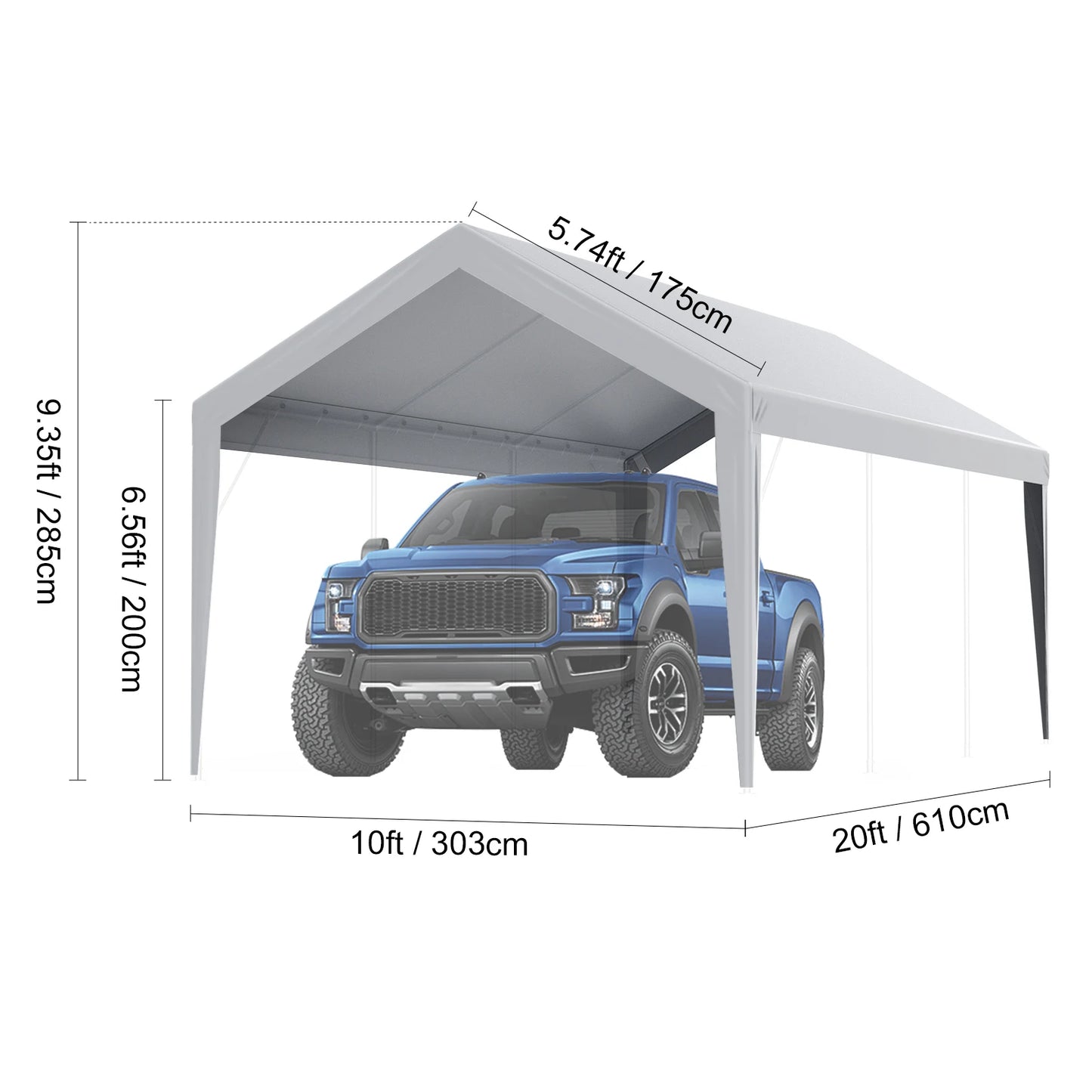 SucceBuy Carport Replacement Canopy Cover Garage Top Tent Shelter Tarp Heavy-Duty Waterproof & UV Protected with Ball Bungees