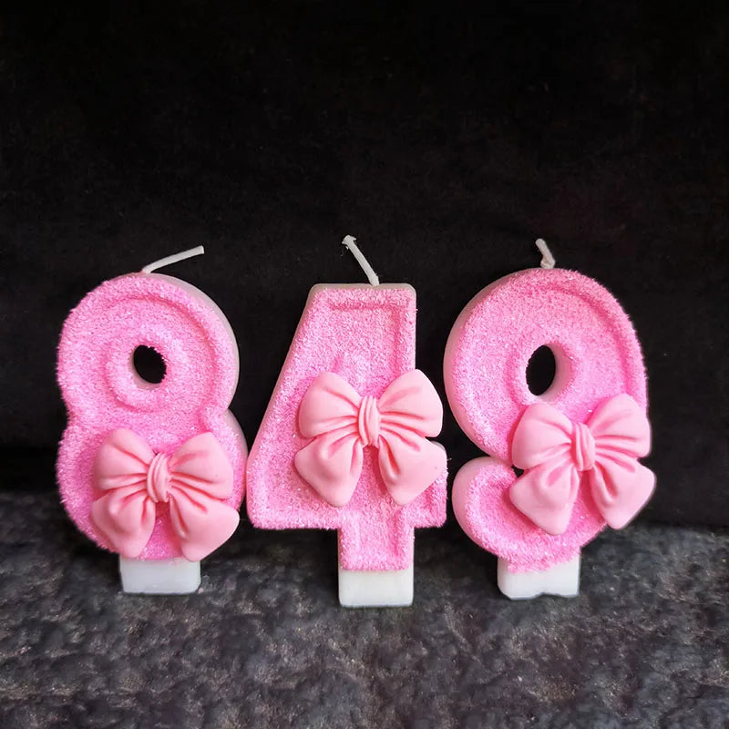 Creative Digital 0-9 Number Birthday Cake Candles New Girls Pink Bow Household Home Decor Ornaments Cakes Decorations Candle