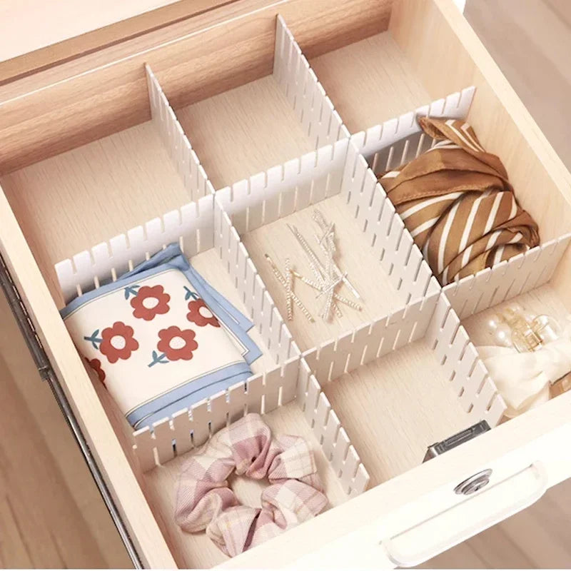 4/8 Pieces Adjustable Drawer Divider Partition Durable Storage Cosmetic Socks Underwear Drawer Clothes Organizer Cabinets