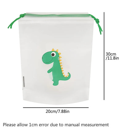 10 Transparent Drawstring Bags with Exquisite Cartoon Patterns, Waterproof and Easy-to-carry Grocery Storage Bags