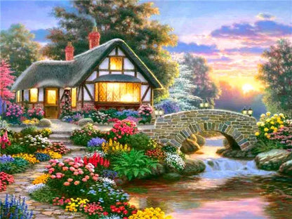 5D DIY Diamond Painting Landscape House Full Round Drill Embroidery Forest Scenery Cross Stitch Set Art Home Decor Gift
