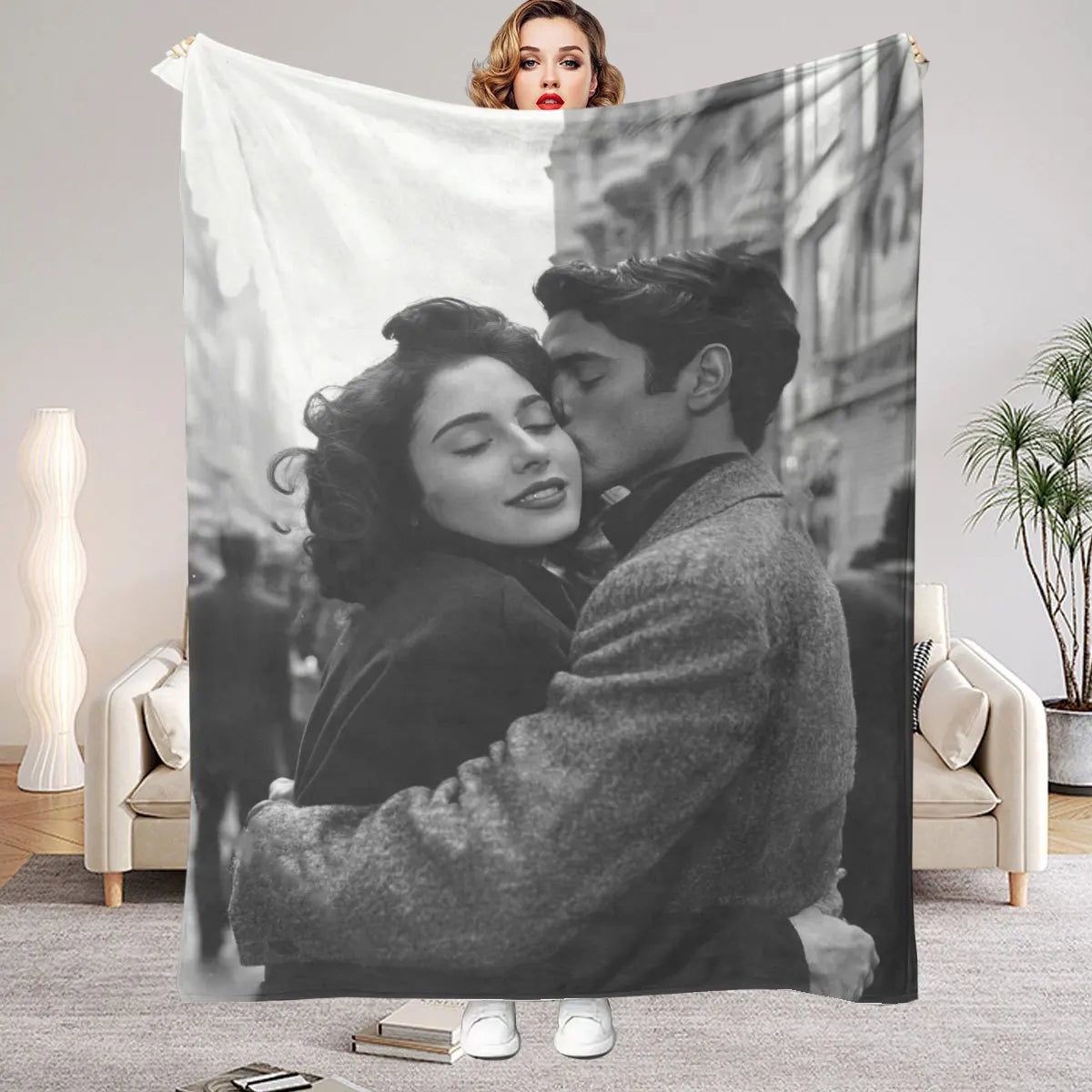 1 Piece of Custom DIY Personalized Photo Blanket for Your Loved One - Flannel Blanket with Personalized Photo, Soft and Warm, Suitable for Sofa, Bed, Office, Car, and Outdoor Travel - a Gift for Men and Women Suitable for All