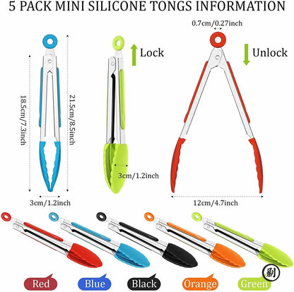 Choose Your Perfect Tongs: 7" (Precise) / 9" (All-Purpose) / 12" (BBQ) - All with Silicone Tips & Lock