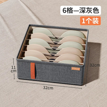 6-20 cell Underwear Storage Box Dark Grey Socks Bra organizer Drawer Division Multifunctional Household Wardrobe Classification
