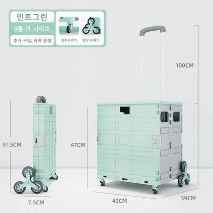 Lightweight Brushed Trolley Luggage Trolley Express Folding Shopping Cart for Climbing Stairs Home Hand Pull