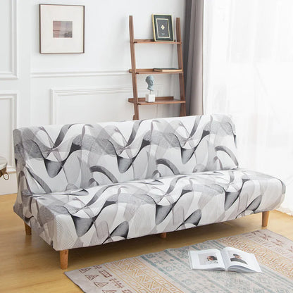 Printed Sofa Bed Cover Stretch Armless Sofa Cover Spandex Dust-Proof Furniture Protector For Bedroom, Hotel, and Home Decor