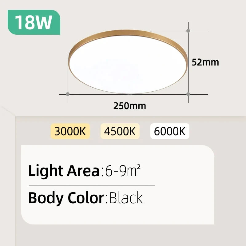 Led Ceiling Lamp 110-265V Ultra Thin Panel Led Light for Living Room Bedroom Indoor Lighting 20W 30W Square Round Ceiling Lights