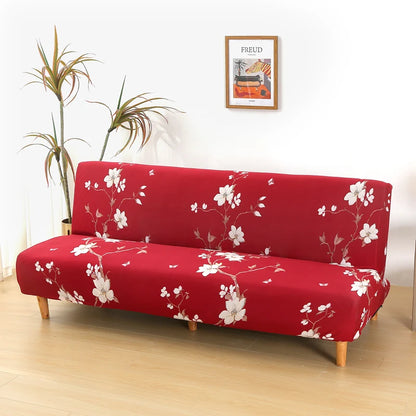 Printed Sofa Bed Cover Stretch Armless Sofa Cover Spandex Dust-Proof Furniture Protector For Bedroom, Hotel, and Home Decor