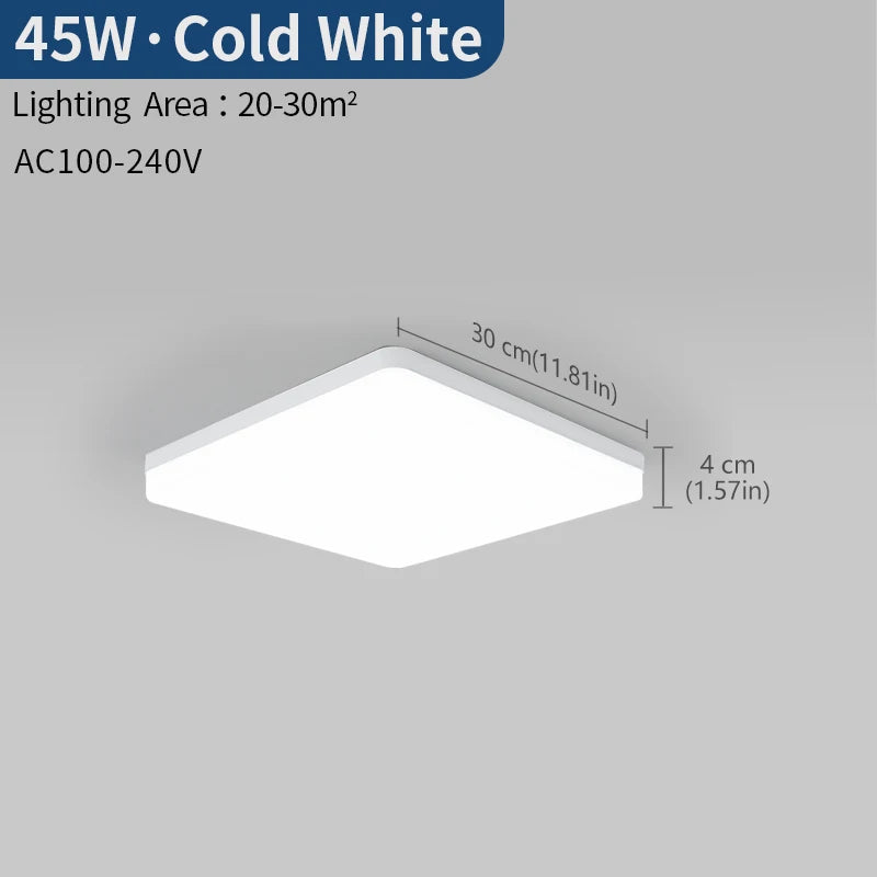 MARPOU Square Led ceiling lamp bedroom lighting Neutral white cold white warm white 48W 36W 24W 18W led ceiling light room