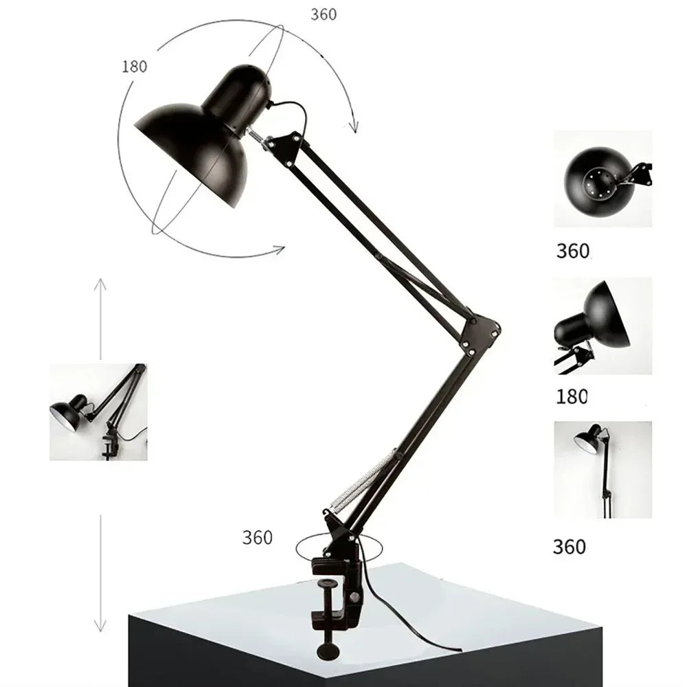 Flexible Led Desk Lamp Home Office Modern Table Lamp Metal Architect Adjustable Folding Reading Light