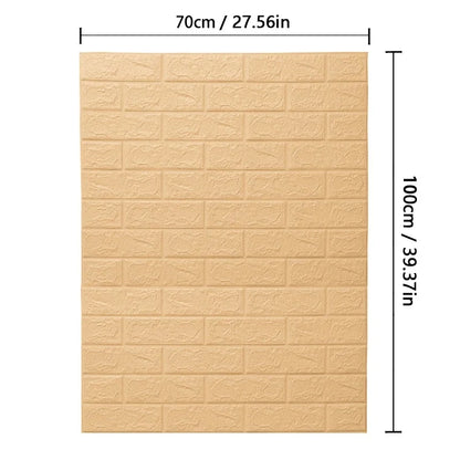 70cm*1M 3D Brick Pattern Wall Panels Wallpaper DIY Waterproof for Living Room Bedroom Kitchen Background Wall Decoration