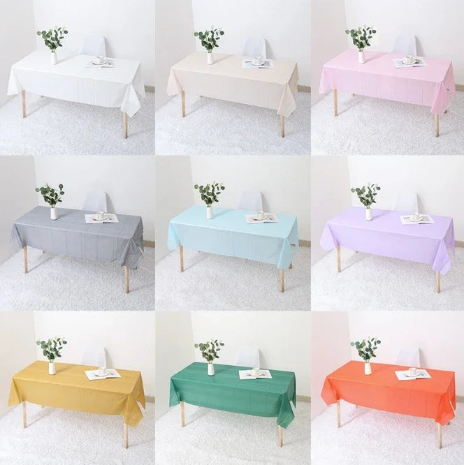 1pc Reusable Tablecloths 137x183cm BPA Free Plastic Dining Table Cover Cloth for Parties Picnic Camping Disposable Tablecloths