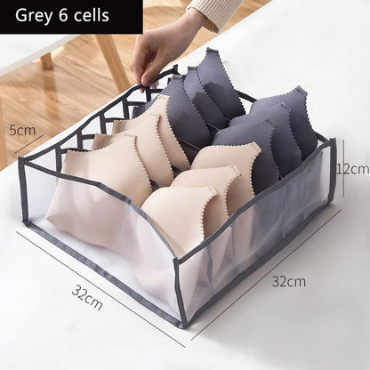 6/7/11 Foldable Underwear Underwear Socks Organizer With Dividers Clothes Storage Box Breathable Mesh Bag For Wardrobe