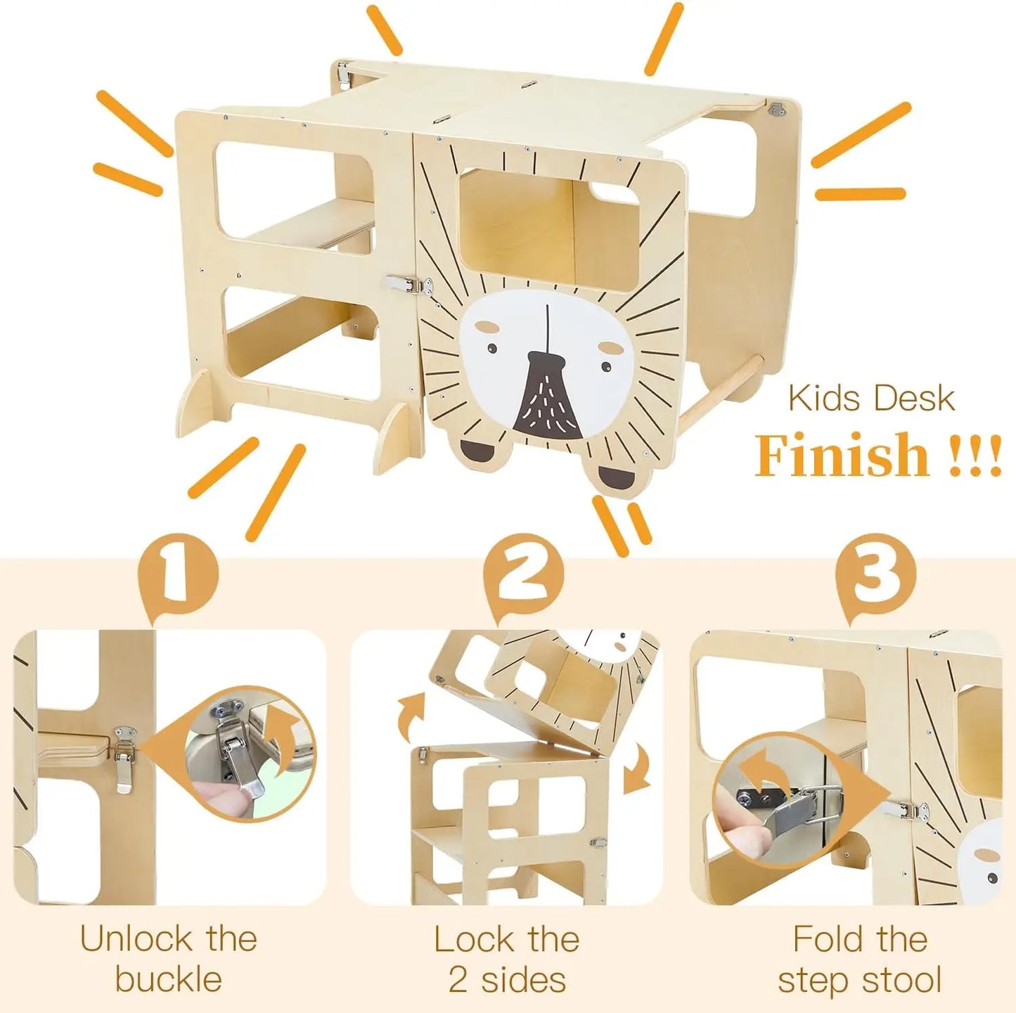 Children's Montessori observation tower Kitchen & learning aid-Transformable into Desk-stylish & versatile Design